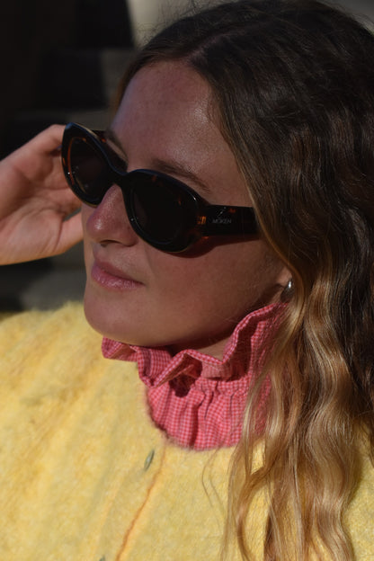 Col victorien vichy rose et rouge