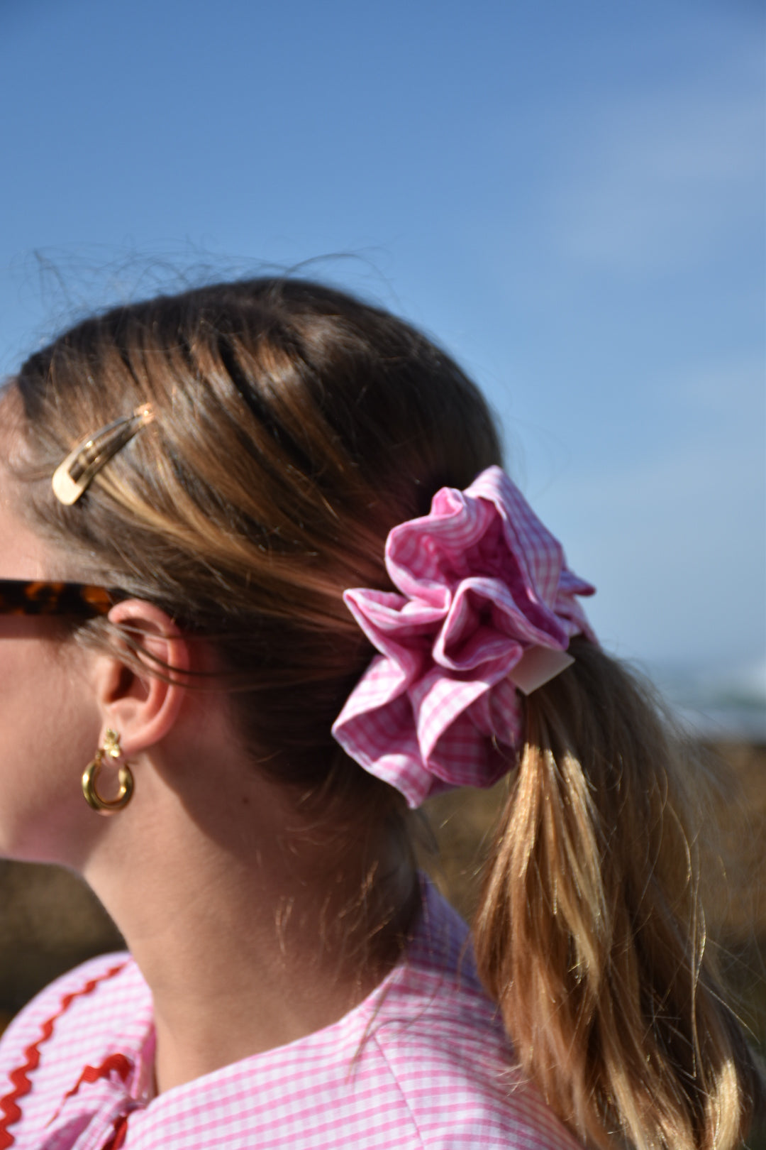 Chouchou froufrou Romie vichy rose