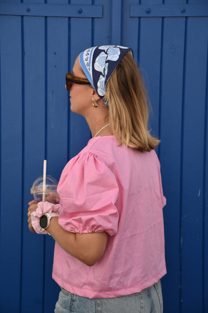 Blouse rose à pois
