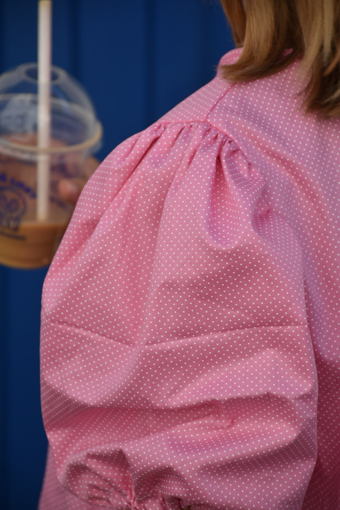 Blouse rose à pois