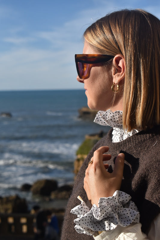 Col victorien blanc à pois