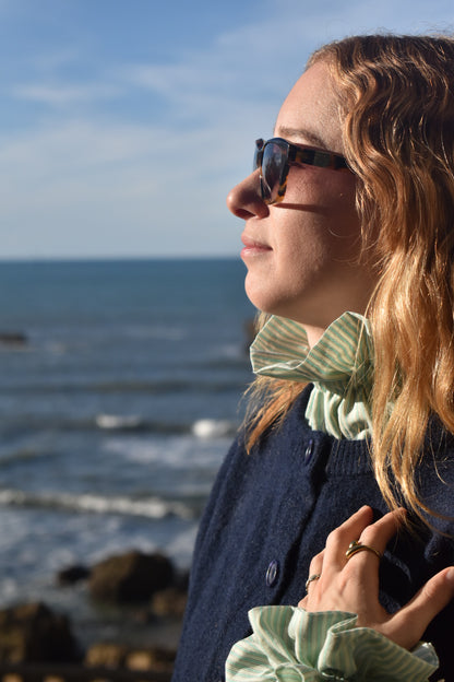 Col victorien rayures vertes