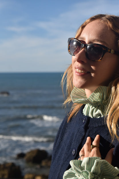 Col victorien rayures vertes