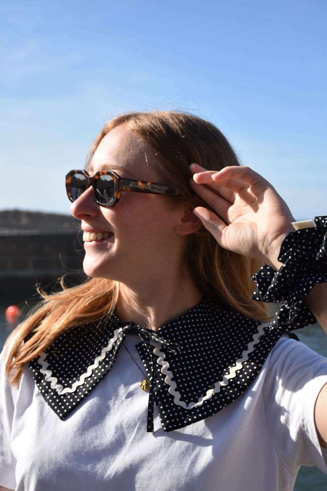 Col claudine polka dot - croquet blanc