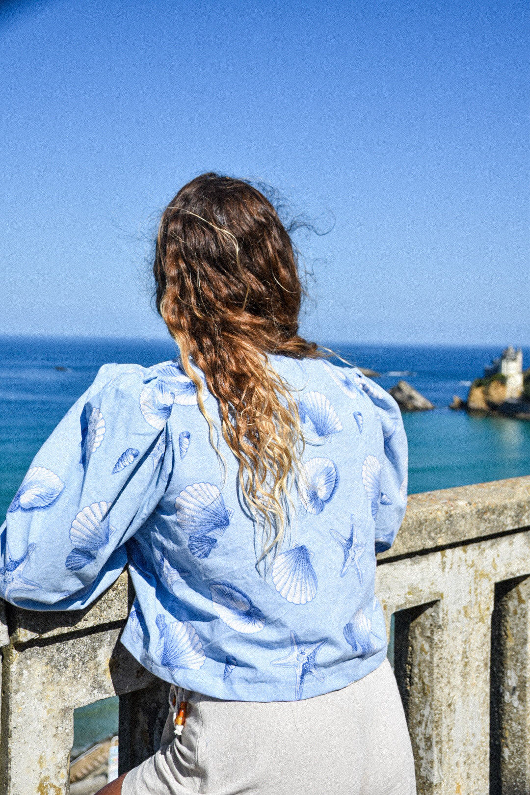Blouse coquillages bleues - upcyclé