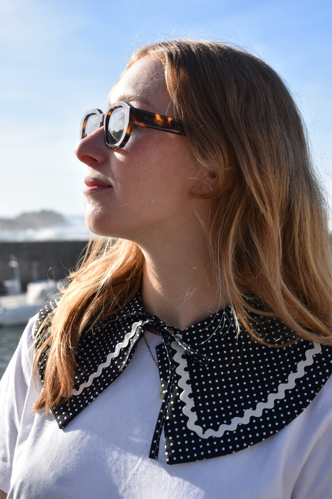 Col claudine polka dot - croquet blanc