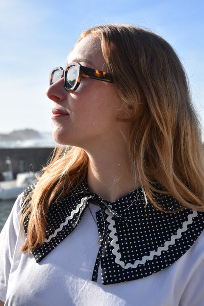 Col claudine polka dot - croquet blanc