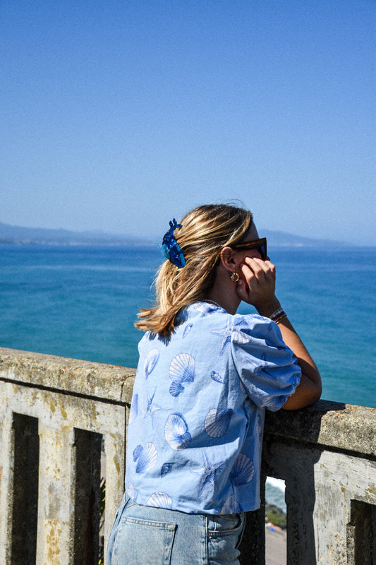 Blouse coquillages bleus - Upcyclé