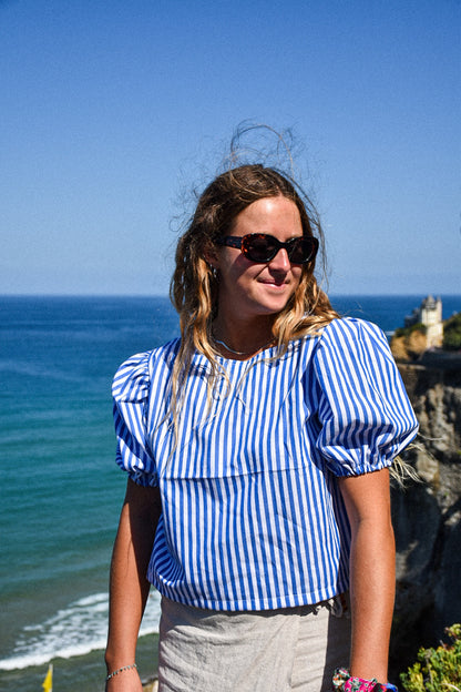 Blouse rayures bleues - modèle unique