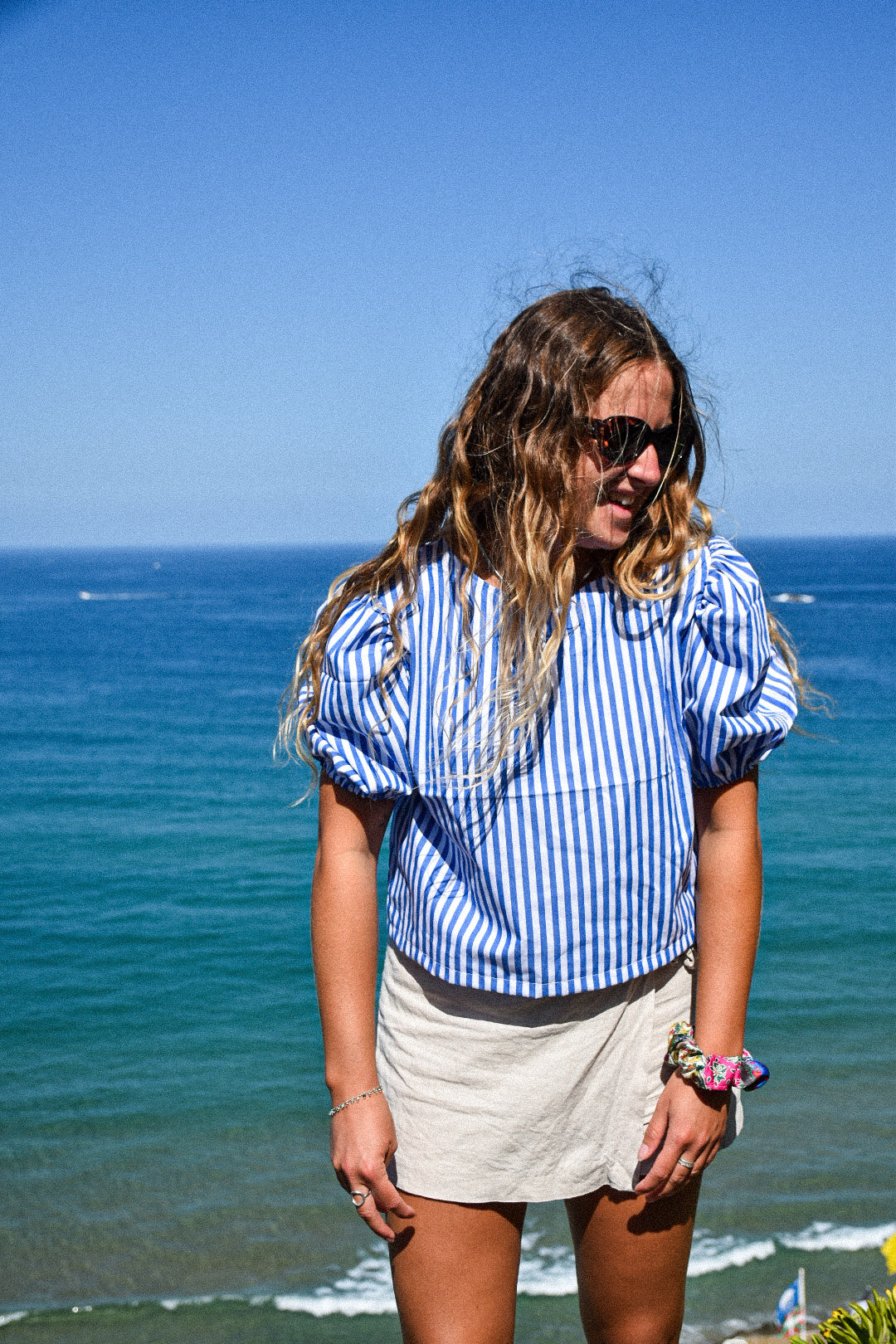 Blouse rayures bleues - modèle unique