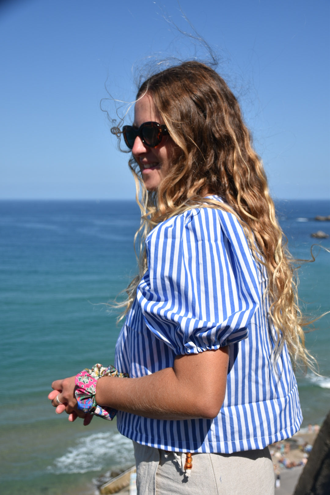 Blouse rayures bleues - modèle unique