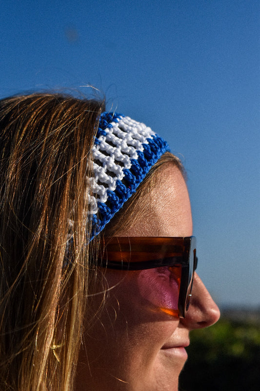 Bandeau crochet Bleu et Blanc