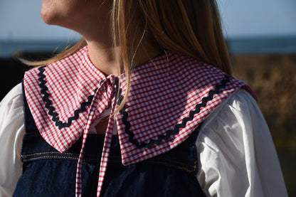 Col Claudine vichy rouge - croquet bleu marine