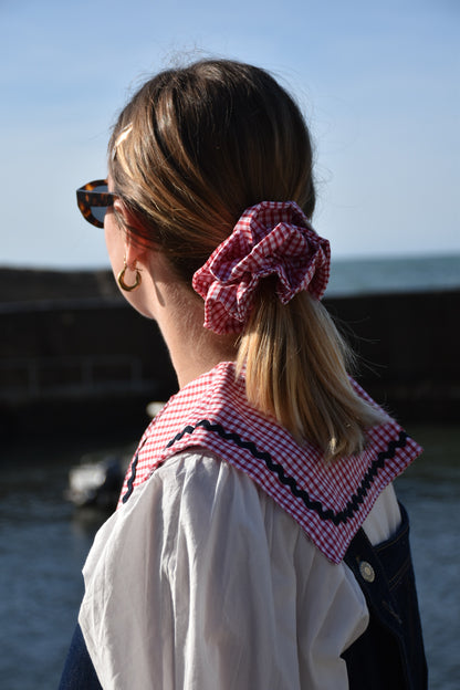 Col Claudine vichy rouge - croquet bleu marine