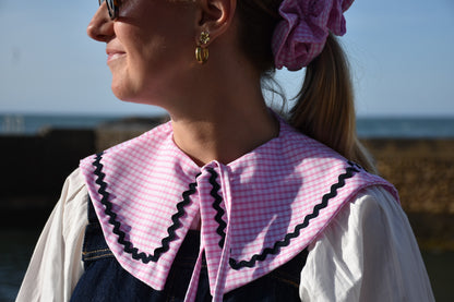 Col claudine vichy rose - croquet bleu marine