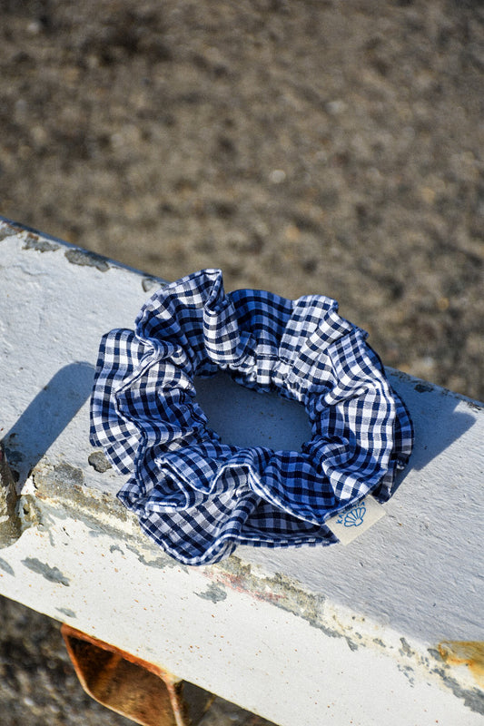 Chouchou froufrou vichy bleu