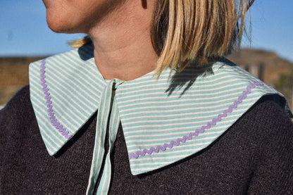 Col Claudine rayures vert