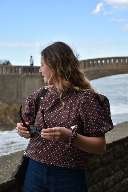 Blouse chocolat à pois