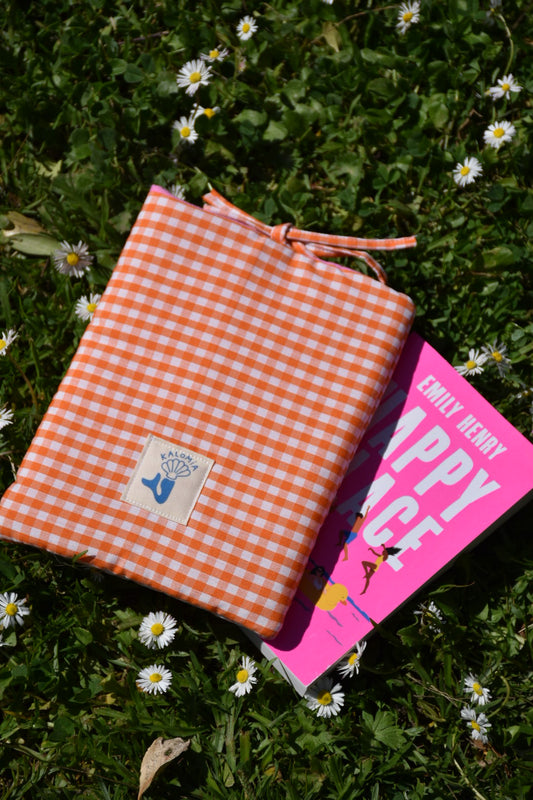 Pochette de livres vichy orange- Format Poche