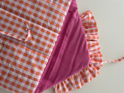 Pochette d'Ipad / Tablette - Vichy rose et orange