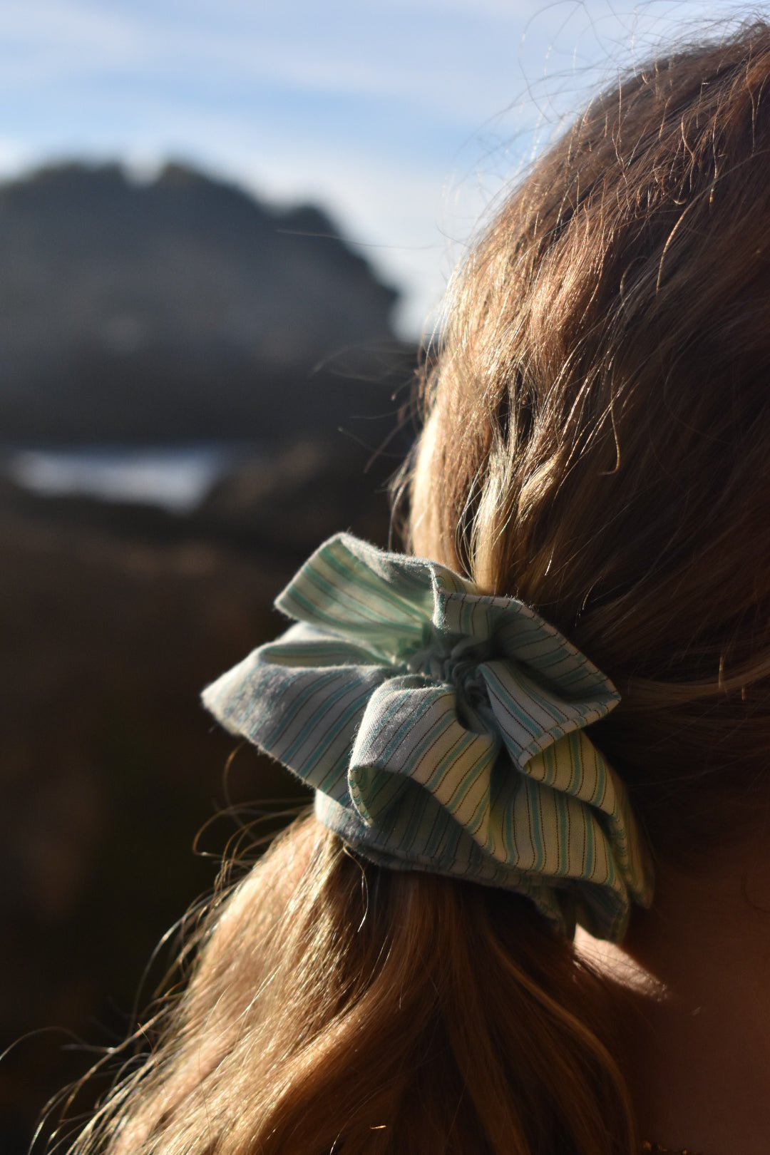 Chouchou froufrou rayures vertes