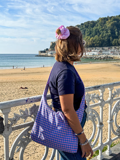 Le sac Perlette Réversible Vichy Rose Bleu & Petites fleurs