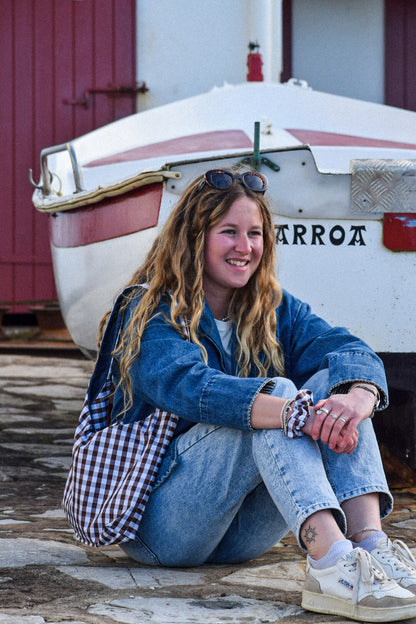 Le sac starlette réversible vichy chocolat / jean