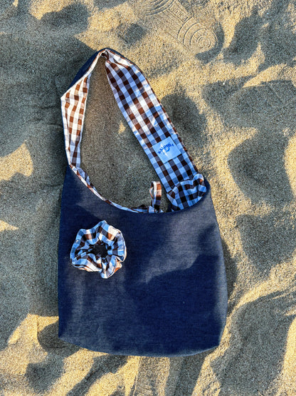 Le sac starlette réversible vichy chocolat / jean