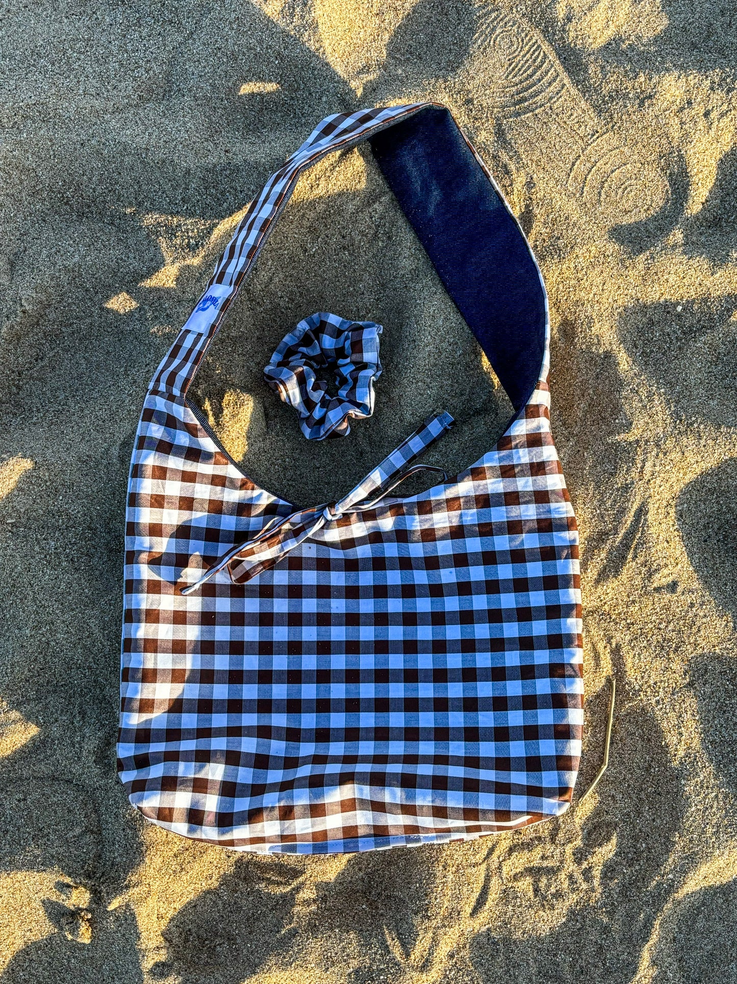 Le sac starlette réversible vichy chocolat / jean