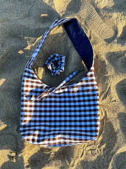 Le sac starlette réversible vichy chocolat / jean